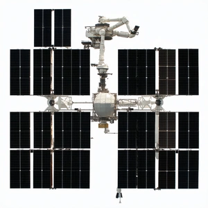 A Space Station With A Large Satellite Dish On The Side
