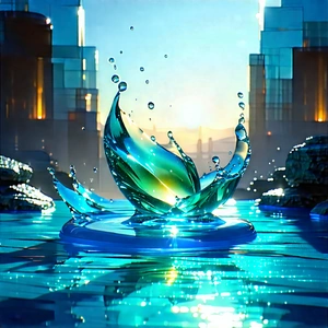 (digital:1.37) Transformation Visualization With Blue Water