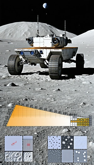 A White Robotic Vehicle Is Parked On A Rocky Surface, Possibly On The Moon