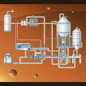 The Image Is A Detailed Illustration Of A Space Station With A Large White Tank And A Smaller Tank