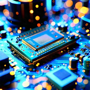 Close-up Of Electronic Circuit With Close-up Computer