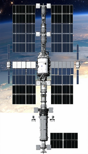 A Large Space Station Is Shown In A Close-up View