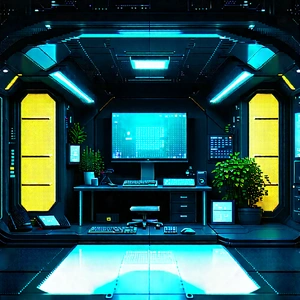 Futuristic tech startup office