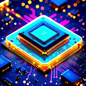 Microchip with neon accents