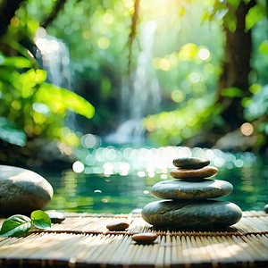 Lifestyle Digital Illustration: Wellness Scene With Natural (lighting:1.14) With Serene Scene