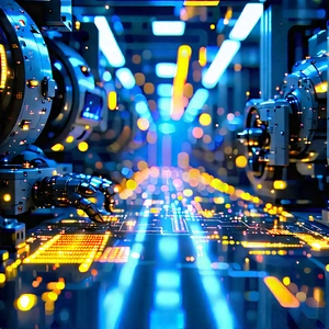 Financial Technology In Manufacturing Facility With Image, There