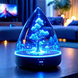 Smart Home Device With Holographic Display With Small, Blue,
