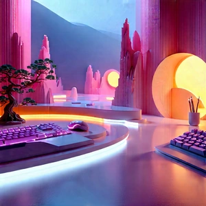 Futuristic digital workspace