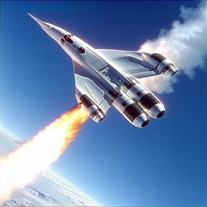 A Space Shuttle Flying Through The Sky, Leaving A Trail Of Smoke Behind It