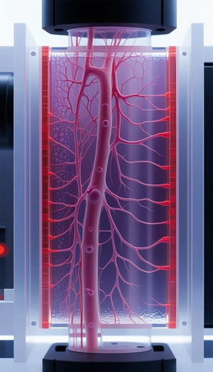 A Red And Purple Tube Is Filled With A Red Liquid