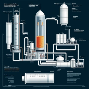 A Detailed Diagram Of A Chemical Plant Is Displayed In A Blue And White Color Scheme