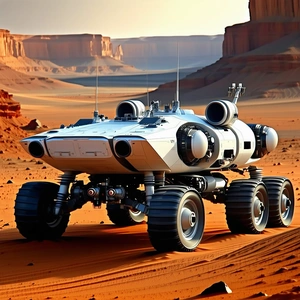 futuristic vehicle parked