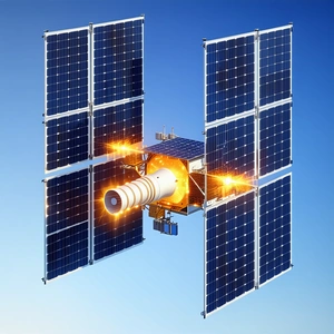 A Spacecraft With A Large Solar Panel On Its Side