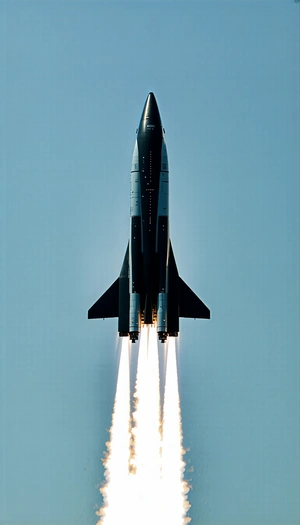 A Jet Is Flying Through The Sky, Leaving A Trail Of Smoke Behind It