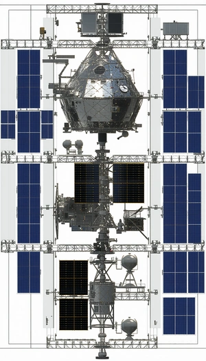 A Large Spacecraft With A Dome-shaped Structure On Top