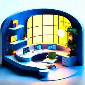 Futuristic tech startup office