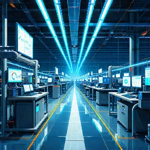 Financial Technology In Manufacturing Facility With Image, There