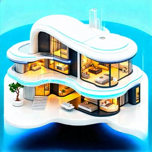 (futuristic:1.44) Smart Home With Image, There