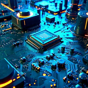 Circuit board with neon accents