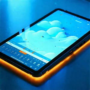 Tablet With Glowing Screen With Black Tablet