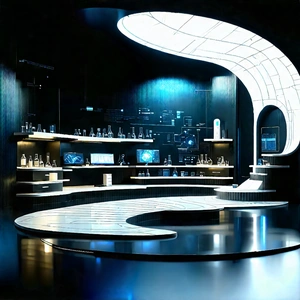 (futuristic:1.29) Research Laboratory With Image, There