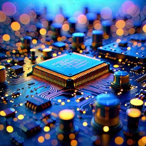 Close-up Of Electronic Circuit With Close-up Computer