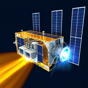 A Spacecraft With A Large Solar Panel On Its Side