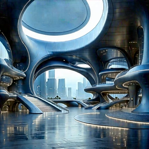 Futuristic Innovation Hub With Large