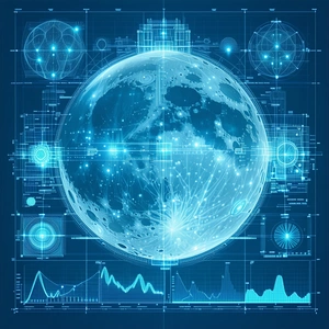 A Blue And White Globe Of The Earth, With A Moon Visible In The Upper Right Corner