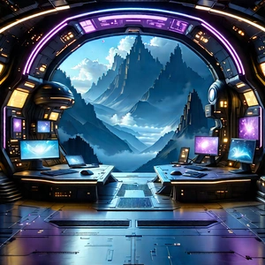 (futuristic:1.27) digital workspace