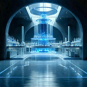 Futuristic Research Laboratory With Image, There