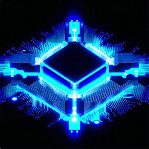 Microchip with blue light glow