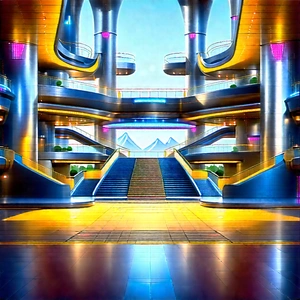 Futuristic Innovation Hub With Colorful, Computer-generated