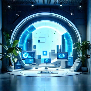 Futuristic Tech Startup Office With Image, There