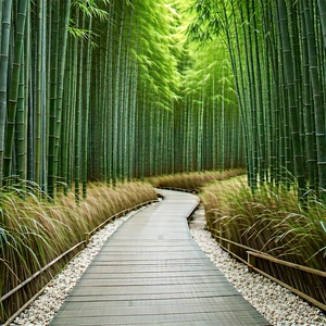 Nature Tilt-Shift Photography: Path through bamboo grove