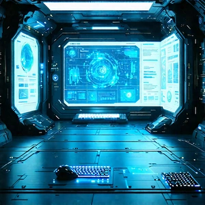 Futuristic digital workspace