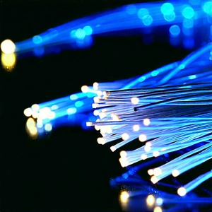 Close-up Of Fiber Optic Cables With Close-up Blue