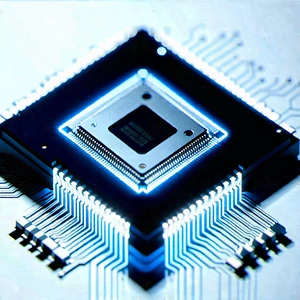 Tech Lithograph: Close-up of electronic circuit