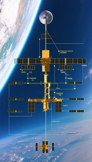 detailed diagram space station