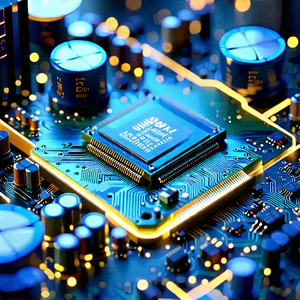 Close-up Of Electronic Circuit With Close-up Computer
