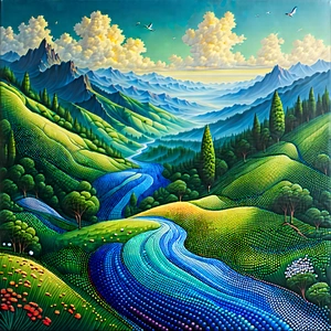 Abstract Oil Painting: Granular Patterns With Image, There