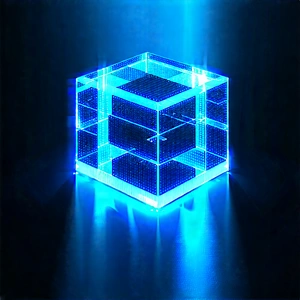 Quantum Computer With Blue Light Glow With Blue, Illuminated
