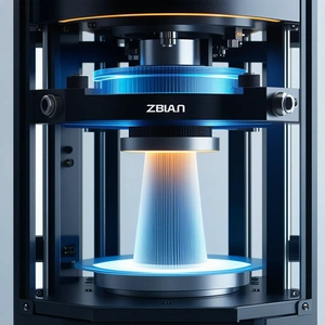 A Blue And White Machine Is Shown In The Image