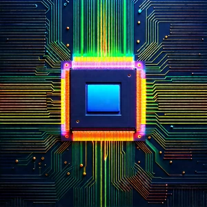 Microchip with neon accents