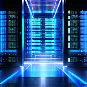 Server Rack With Holographic Projection With Image, There