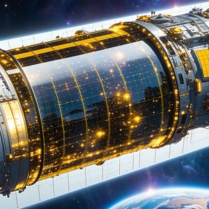 A Large Spacecraft With A Dome-shaped Structure On Top