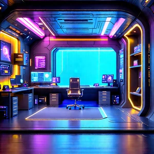 (futuristic:1.29) Tech Startup Office With Image, There