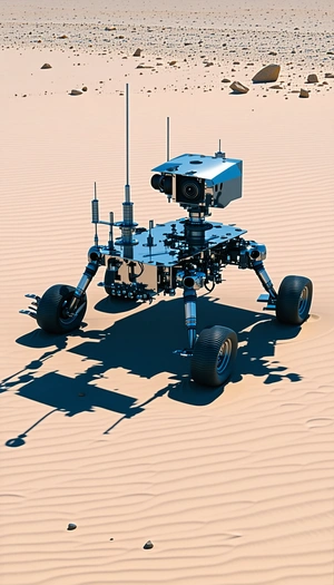 A Futuristic Robotic Vehicle With A Large Camera Mounted On Its Front