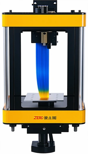 A Yellow Machine Is Making A Blue And Yellow Ribbon