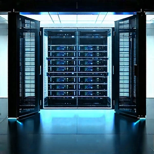 Server Rack With Holographic Projection With Large Computer
